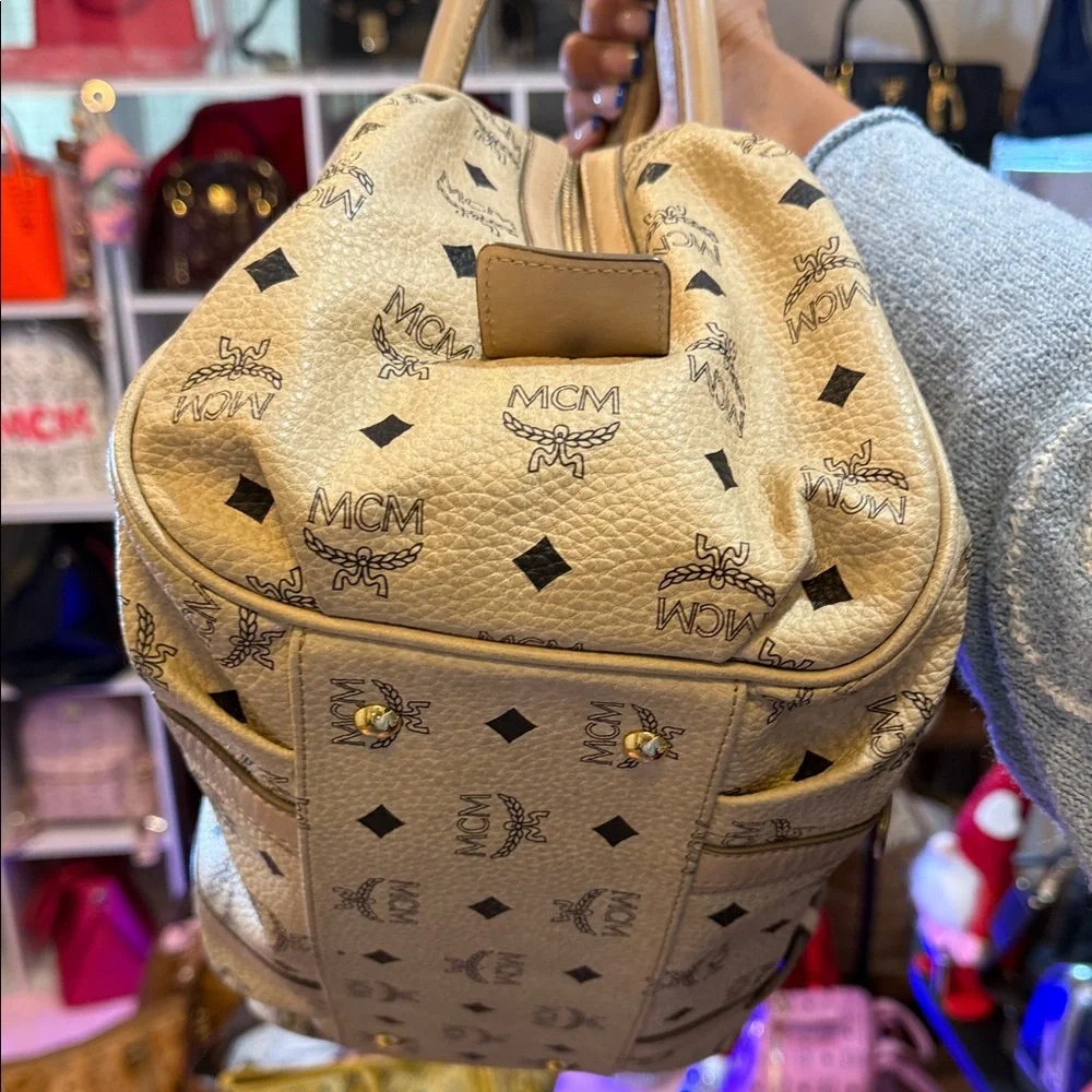 MCM Tan Monogram Satchel - Picture 5 of 9